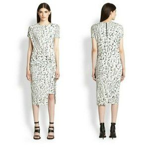 Helmut Lang Small Short Sleeve Twist Front Printed Strata Dress